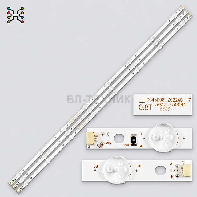 LED-подсветка GC43D08-ZC22AG-17 / 303GC430044 для Samsung UE43J5202AU, UE43J5272AU, UN43J5202AF, 43″