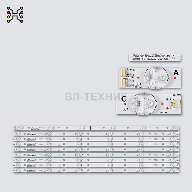 LED подсветка BBK 55LEX-8158/UTS2C / 55LEX-8158/UTS2 / 55LEX-6058/UTS2 / 55LEX-6058/UTS2C / Akai AKT